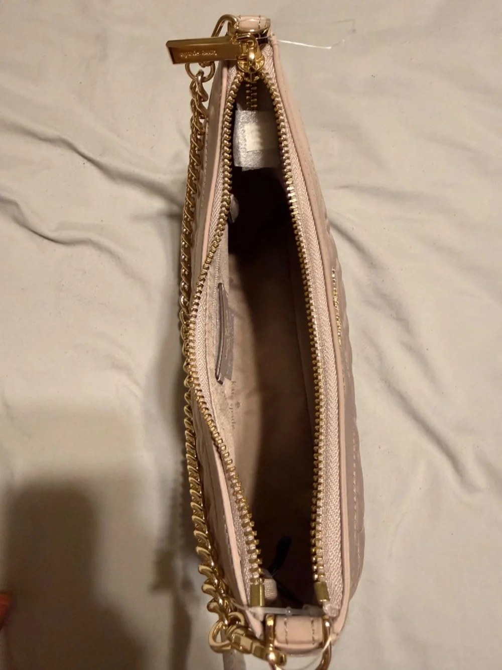 Kate Spade Light Pink Shoulder Purse with Gold Chain and detachable strap